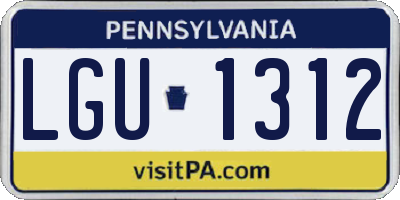 PA license plate LGU1312
