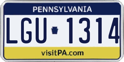 PA license plate LGU1314