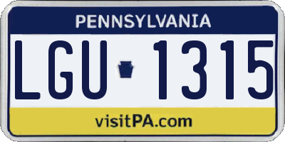 PA license plate LGU1315