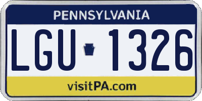 PA license plate LGU1326