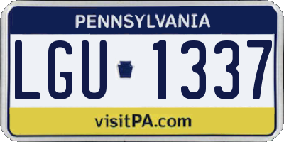 PA license plate LGU1337
