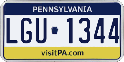 PA license plate LGU1344