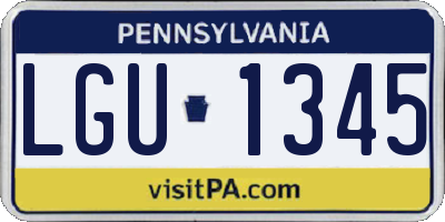 PA license plate LGU1345