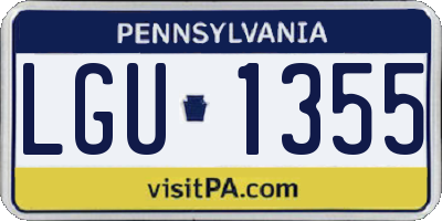 PA license plate LGU1355