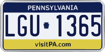 PA license plate LGU1365