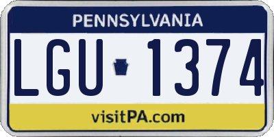 PA license plate LGU1374