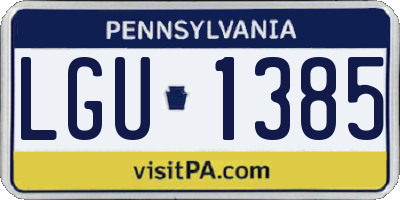 PA license plate LGU1385