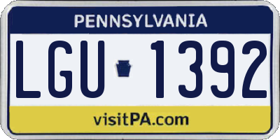 PA license plate LGU1392