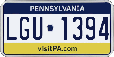 PA license plate LGU1394