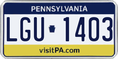 PA license plate LGU1403