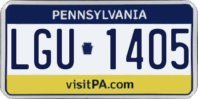PA license plate LGU1405