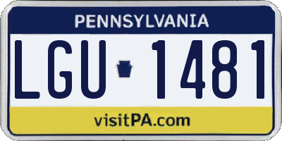 PA license plate LGU1481