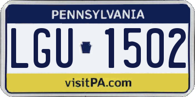 PA license plate LGU1502