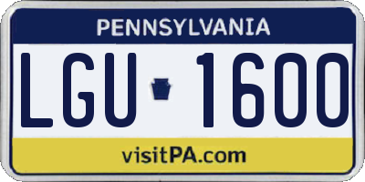 PA license plate LGU1600