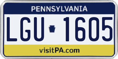PA license plate LGU1605