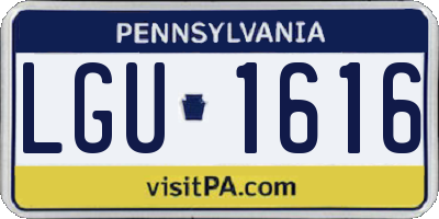 PA license plate LGU1616