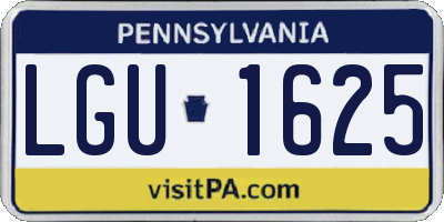 PA license plate LGU1625