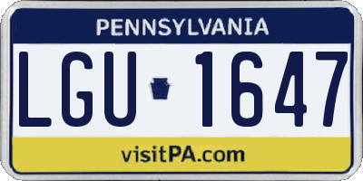 PA license plate LGU1647