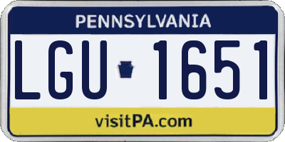PA license plate LGU1651