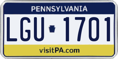PA license plate LGU1701