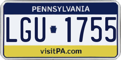 PA license plate LGU1755