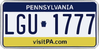 PA license plate LGU1777