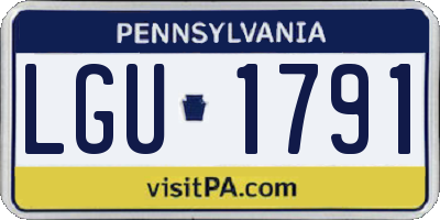 PA license plate LGU1791