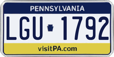 PA license plate LGU1792