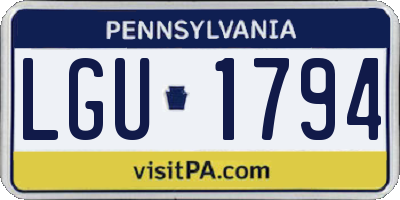 PA license plate LGU1794