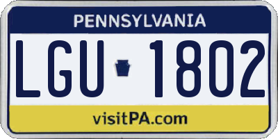 PA license plate LGU1802