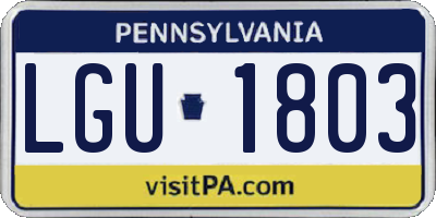 PA license plate LGU1803