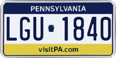 PA license plate LGU1840