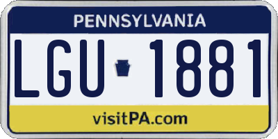 PA license plate LGU1881