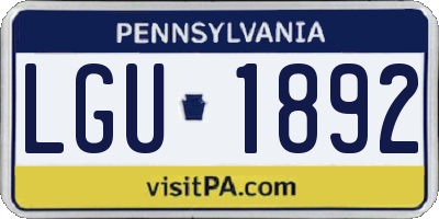 PA license plate LGU1892