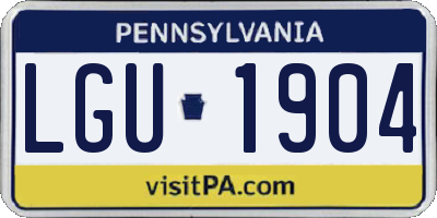 PA license plate LGU1904