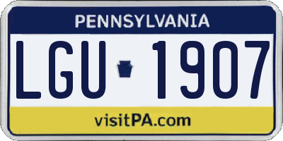 PA license plate LGU1907