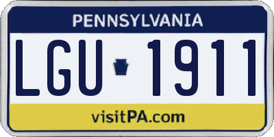 PA license plate LGU1911