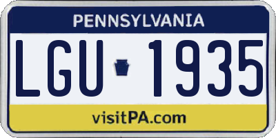 PA license plate LGU1935