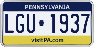 PA license plate LGU1937