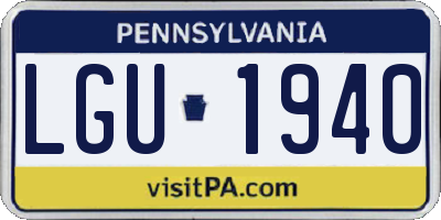 PA license plate LGU1940