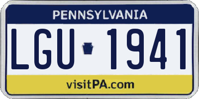 PA license plate LGU1941