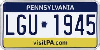 PA license plate LGU1945
