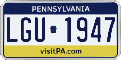 PA license plate LGU1947