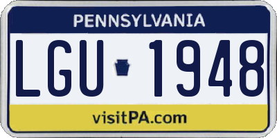 PA license plate LGU1948