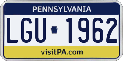 PA license plate LGU1962