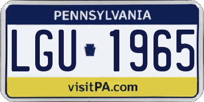 PA license plate LGU1965