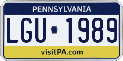 PA license plate LGU1989