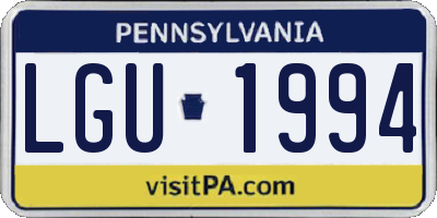 PA license plate LGU1994