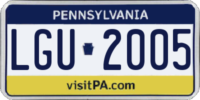 PA license plate LGU2005