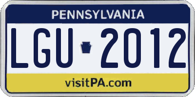 PA license plate LGU2012